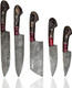 Hand Forged Chef Knives Kitchen Set Damascus Steel Knives Handmade Knife Setprofessional Chef Knives Set Vegetable Meat Cooking Knife Tools Accessories With Beige Solid Wood Handle5 Pieces Set Knife