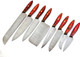 8Pcs Damascus Chef Knife Set Premium Quality Handmade Set With Leather Roll - Professional Kitchen Cutlery Set For Home Cooks & Chefs - Ergonomic Handles - Includes Storage Roll Red