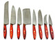 8Pcs Damascus Chef Knife Set Premium Quality Handmade Set With Leather Roll - Professional Kitchen Cutlery Set For Home Cooks & Chefs - Ergonomic Handles - Includes Storage Roll Red