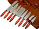 8Pcs Damascus Chef Knife Set Premium Quality Handmade Set With Leather Roll - Professional Kitchen Cutlery Set For Home Cooks & Chefs - Ergonomic Handles - Includes Storage Roll Red