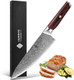 Damascus Chef Knife 8 Inch Professional Japanese Kitchen Knives Sharp High Carbon Super Steel With Ergonomic Pakkawood Handles Elegant Box Packaging