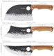 3 Pcs Butcher Knife Set (Serbian Meat Cleaver Viking) Hand Forged With Premium Stainless Steel Blades Ergonomic Wooden Handle Kitchen Knife Set For Homebbq And Camping