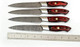Handmade Damascus Steak Knives Set Of 4 Pcs Utility Chef Knife Set. Overall 9.5''Inches Length Of Steak Knives. 4 Piece Steak Dinner Knife Set With Red Pakka Wood. (1051)