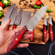 W Trading-Custom Hand Made Damascus Steel Blade Professional Kitchen Knives 8 Pcs Chef Kitchen Knife Set With Leather Pouch For Storage. Wt-1046-8