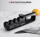 Handheld Knife & Scissors Sharpener With Adjustable Sharpening Angle Controller Sharpens Kitchen Knives & Pocket Knife Non-Slip Bottom Pad (Tungsten + Emery + Ceramic + Scissors Slot)