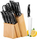 Kitchen Knife Block Set 19 Pieces Ultra Sharp Professional Chef Knife Set With Ergonomic Handle Non-Stick Stainless Steel Kitchen Knives For Home Restaurant Cooking s For Women Men (Brown)