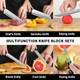 Kitchen Knife Block Set 19 Pieces Ultra Sharp Professional Chef Knife Set With Ergonomic Handle Non-Stick Stainless Steel Kitchen Knives For Home Restaurant Cooking s For Women Men (Brown)