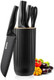 Kitchen Knife Set With Block 5-Piece Professional Knife Block Set Super Sharp Chef Knife Set With Universal Knife Holder Stainless Steel Kitchen Knives Set For Home Restaurant (Black)