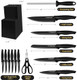 Xanapon Knife Set 14 Pieces Kitchen Knife Set High Carbon German Stainless Steel Dishwasher Safe Cutlery With Sharpener Black
