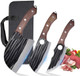 Butcher Knife Set With Bag，Serbian Chef Knife Full Tang High Carbon Steel Meat Cleaver For Meat Cutting Processinghand Forged Viking Carving Knife，Outdoor Bbq Camping Knife (3 Kitchen Knife)
