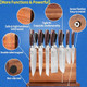 Xyj Knives Set With Magnetic Knife Block Acacia Wood Stainless Steel Professional Chef Knives Set Roll Bag Plastic Sheath