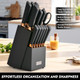 Kitchen Knife Set15 Pcs Knife Set With Block And Sharpenerhigh Carbon Stainless Steel Ultra Sharpdishwasher Safe