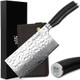 Yousunlong Meat Cleaver 7 Inch Vegetable Cleaver Kitchen Knives Japanese Hammered Damascus Natural Leadwood Handle