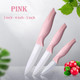 3-Pieces Pink Ceramic Knives Set 5-Inch For Vegetable And Meet 4-Inch For Fruit 3-Inch For Peelingsuitable For Beef Chicken Vegetable Fruit Butter And Bread (Pink)