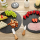 Natural Slate Cheese Charcuterie Board Set of 2 Premium Serving Platter for Charcuterie Cheese Appetizers Placements Black Slate for Laser Engraving Rustic Kitchenware Entertaining 11.8in