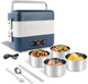 Electric Heated Lunch Box for Adults 2.4L Portable Fast Heating Lunch box with 4 pcs-Food Container 110v Double Steam Electric Food Warmer for Work Travel Vegetarians
