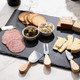 16 x 12 inch Slate Cheese Board Large Slate Board Set Slate Stone Board Slate Cheese Tray Serving Tray with 4 Knives Forks 2 Ceramic Bowls and Chalk Christmas