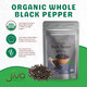 Jiva Organics Black Peppercorns Whole 7 Ounce Bag | Non-GMO, Steam Sterilized, Whole Black Pepper For Grinder Refill