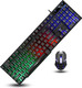 Backlight Keyboard with Optics Mouse Gaming Rainbow Multi-Color LED Backlit USB Interface Teclado Mechanical Feeling for PC, MAC,