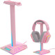 NACODEX Pink RGB Gaming Headphone Stand with 3.5mm AUX & 2 USB Port, Touch Control 10 Lighting Mode Headset Holder for PC Gamers Desk Accessories (Pink)