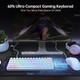 60% Mechanical Gaming Keyboard - 61 Keys Gateron Red Switch Quiet Office Computer Keyboard - Multi Color RGB Rainbow Led Backlit - Programmable for PC/Windows/Mac/Gamer - USB Wired - White