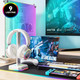 White Headphone Stand for Desk RGB Lights Headset Holder with 3 USB Port for Connect Keyboard,Mouse,Headset or Charging,Suitable for All Over-Ear Headphone (White)
