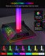 Gaming Headphone Stand PC Accessories - RGB Headset Stand with 2 USB Charger, Cool LED Headphone Holder PC Gaming Accessories Gift for Boys Men Gamers, Computer Game Hardware for Desk