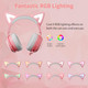 Cat Ear Headset, Pink Gaming Headset with Retractable Mic, 7.1 Surround Sound, RGB Lighting, Wired Headset for PC, PS4, PS5