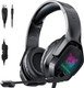 Gaming Headset with Microphone, Noise Canceling Headphones with 3D Surround Sound Stereo, Soft Earmuff & RGB LED Light, Over-Ear Game Headphones for PC, PS4, Xbox One, PS5, Mac, Laptop-Black
