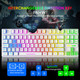 FELICON Gaming Keyboard and Mouse Combo,88 Keys Compact Rainbow Backlit Mechanical Feel Keyboard,RGB Backlit 6400 DPI Lightweight Gaming Mouse with Honeycomb Shell for Windows PC Gamers (White)