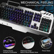 FENIFOX Gaming Keyboard and Mouse, Wired Backlit Rainbow Ergonomic Mechanical Feeling Led Removable Hand Rest Metal Panel,for Windows PC Gamer PS4 Xbox one