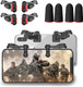 Mobile Game Trigger, Mobile Gaming Controller Compatible with PUBGG/Fortnitee/Call of Duty Mobile, Z108 Aim & Fire Triggers for iPhone and Android Phone, 2 Pair with 2 pcs Finger Sleeves Red Mobile Game Trigger, Mobile Gaming Controller Compatible with PUBGG/Fortnitee/Call of Duty Mobile, Z108 Aim & Fire Triggers for iPhone and Android Phone, 2 Pair with 2 pcs Finger Sleeves Red