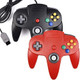 2 Pack Classic N64 Controller, Retro N64 Remote Joystick Replacement Wired Gaming Controller for N64 Video Gaming System Console Red & Black