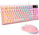 KOLMAX HUNTER RGB Pink Gaming Keyboard and Mouse Combo,87 Keys Gaming Keyboard Wired RGB Backlit Gaming Keyboard Mechanical Feeling with RGB 7200 DPI Pink Gaming Mouse Set for PC MAC PS4 Xbox Laptop
