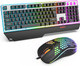 KOLMAX Gaming Keyboard and Mouse Combo,Rainbow Backlit Mechanical Feeling 104 Keys Keyboard with Ergonomic Detachable Wrist Rest,Aluminum Panel Keyboard 3600DPI Gaming Mouse for PC Mac Office/Gaming