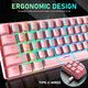 LexonElec 60% Mechanical Gaming Keyboard and Mouse Combo with Mouse Bungee Mouse Pad,Mini 68 Keys Wired Type C 18 Backlit Effects,Lightweight RGB 6400DPI Honeycomb Mice(Pink/Blue Switch)