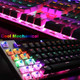 Wired Mechanical Gaming Keyboard Blue Switch 104 Keys RGB Rainbow LED 9 Backlight Modes Full Anti-ghosting Metal Panel Waterproof Ergonomic Key Layout USB for Gamers Typists(Black)