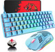 60% Wired Mechanical Gaming Keyboard, Rainbow LED Backlit Compact Mechanical Keyboard, Linear Red Switches, TKL Wired Keyboard, RGB Mouse 6400 DPI, Programmable for PC Gamers and Office Typists (Blue)