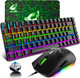 Wired Gaming Keyboard and Mouse Rainbow Backlit Mechanical Keyboard Blue Switch Type-C 84 Keys Anti-ghosting,RGB 12000 DPI Lightweight Honeycomb Shell Gaming Mouse,Large Mouse Pad for PC Gamers(Black) Wired Gaming Keyboard and Mouse Rainbow Backlit Mechanical Keyboard Blue Switch Type-C 84 Keys Anti-ghosting,RGB 12000 DPI Lightweight Honeycomb Shell Gaming Mouse,Large Mouse Pad for PC Gamers(Black)