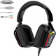 AX368 Gaming Headset with Noise Canceling Mic, Neon LED Light Effect, Compatible with PS4/PS5 Controller, Xbox One, Nintendo Switch, PC, Computer, Call Center (Black)