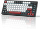 MageGee 75% Mechanical Gaming Keyboard, Compact Blue Backlit Wired Gaming Keyboard with Red Switches, EVA Foam, Knob Control, STAR75 Portable NKRO PC Gaming Keyboard - Black & White