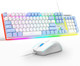 MageGee Gaming Keyboard and Mouse Combo, True RGB Backlit Membrane Office Keyboard Mouse, 104 Keys Anti-Ghosting Metal Panel Quiet Wired Keyboard for Windows Laptop PC Gamer- White/Blue