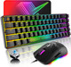 MAGIC-REFINER 60% Gaming Keyboard and Mouse Combo, Wired Mechanical Keyboard with Chroma RGB Backlit,Full NKRO+Ergonomic Honeycomb Rainbow Led Gaming Mice for PC/Win/Mac (Black/Blue Switch)