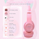 Pink Headphones for Kids, Megedream Cat Ear Led Light Up Kids Headphones Wiressless, 3.5mm Jack Wired, TF Card 3 in 1 Headset for Kids/School/iPad/Kids Tablet/Travel - Foldable Over