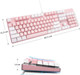 Mechanical Keyboard Gaming Keyboard Blue Switch Pink & White Backlit Keyboard 104 Keys US Layout Wired Gaming Keyboard Hot Swappable Mechanical Keyboard PC Gaming Keyboards