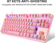 MOTOSPEED Professional Gaming Mechanical Keyboard RGB Led Backlit Wired with Anti-Dust Proof Switches for Gaming Keyboard for Mac & PC (Pink, 87 Key Blue Switches)