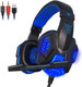 Gaming Headset with Microphone 3.5mm Plextone PC780 LED Light Headphones Surround Stereo Bass HD Earphone for Gamer PC,Xbox Series X/S,PS5,PS4 Mac,Mobile and VR (Black and Blue)