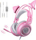 SOMIC G951s Pink Stereo Gaming Headset with Mic for PS4,Xbox,PC,Mobile Phone,3.5mm Noise Reduction Cat Ear Headphones Lightweight Over Ear Headphones for Girls