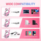SOMIC 2 Pack Cat Headset, G951s Balck Stereo Gaming Headset with Mic for PS4, PC, Xbox One & G951 Pink Gaming Headset with Brethable LED Light for Girls, Women