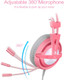 7.1 Stereo Gaming Headset, Noise Cancelling Over Ear Gaming Headphones with Mic & White LED Light, Bass Surround, Comfortable Memory Foam Ear Pads for Laptop PC - Pink